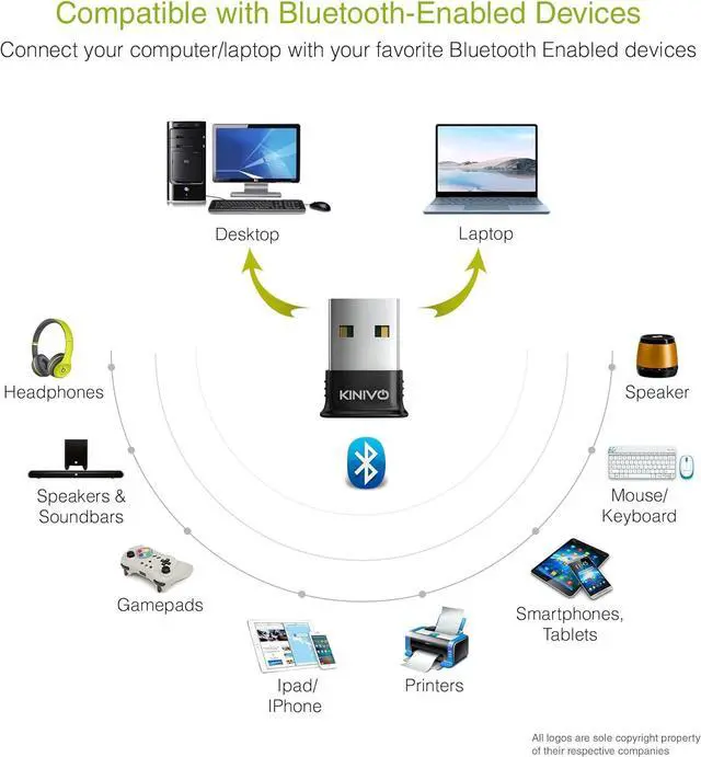 Alt view image 4 of 7 - Kinivo USB Bluetooth Adapter for PC BTD400 (Bluetooth 4.0 Dongle Receiver, Low Energy) - Compatible with Windows 11/10/8.1/8, Raspberry Pi, Linux, Laptop & Headphones