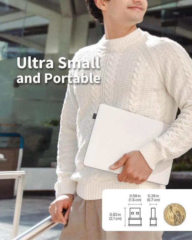 Alt view image 4 of 6 - BrosTrend AX300 Nano USB WiFi 6 Adapter, USB WiFi Adapter for Desktop PC Laptop, Portable Wireless Network Dongle, 2.4GHz 286Mbps Wi-Fi Dongle for Windows 11/10/7, Wi-Fi 6 Stick Easy Setup NOT for Mac