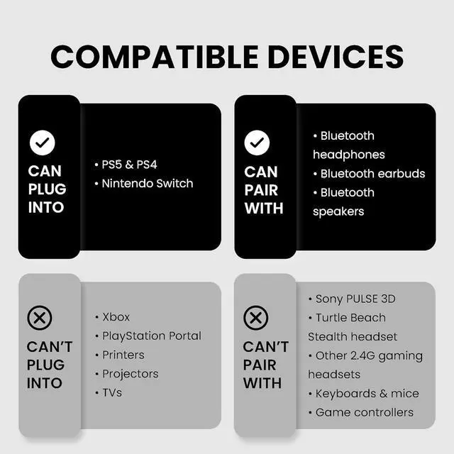 Alt view image 3 of 7 - Avantree DG80-Gaming - USB Bluetooth 5.3 Adapter Dongle for PS5 & Gaming Consoles, with aptX-Adaptive & Low Latency, Wireless Audio Transmitter to Bluetooth Headphones & Earbuds