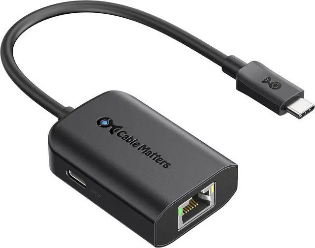Main image of Cable Matters USB C to Gigabit Ethernet Adapter with 100W Charging Compatible with MacBook Pro, Dell XPS, Surface Pro - Up to 480Mbps for Chromecast with Google TV (Google TV Chromecast 2020 Version)