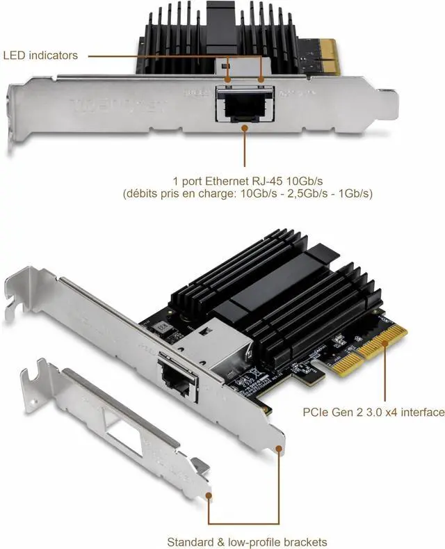 Alt view image 7 of 7 - TRENDnet 10G PCIe Network Adapter, TEG-10GECTX, Convert a PCI Express Slot Into a 10 Gigabit Ethernet Port, 802.1Q VLAN Tagging, Windows and Windows Server Support