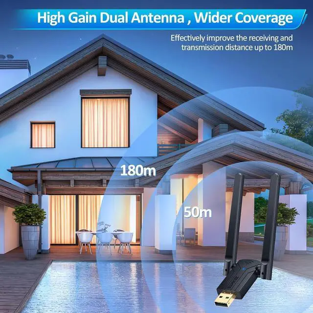 Alt view image 3 of 7 - ZEXMTE USB Bluetooth Adapter for PC, 5.3 Long Range USB Bluetooth Adapter with High Gain Antenna, 590FT / 180M, Plug & Play for PC Windows 11/10/8