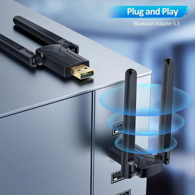 Alt view image 5 of 7 - ZEXMTE USB Bluetooth Adapter for PC, 5.3 Long Range USB Bluetooth Adapter with High Gain Antenna, 590FT / 180M, Plug & Play for PC Windows 11/10/8