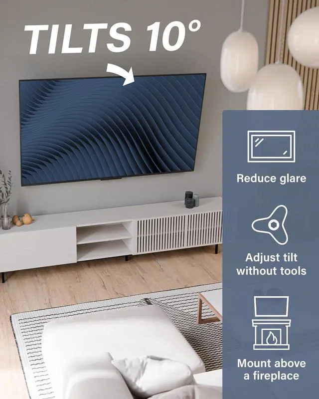 Alt view image 3 of 7 - Sanus Universal Low Profile Tilt TV Wall Mount for 37" - 80" LED, LCD & Plasma TVs, Eliminates Glare with 10º of Tilt & Post-Install Adjustments - 3 Step Install - Safety Certified - MLT14-B1