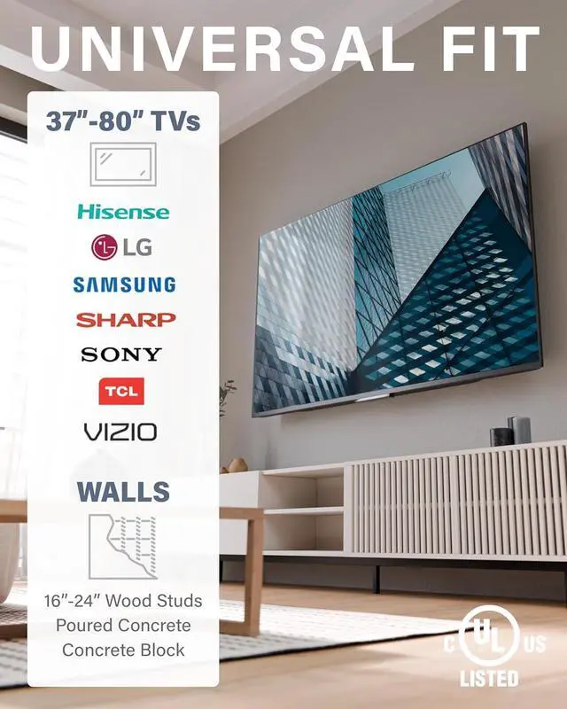 Alt view image 7 of 7 - Sanus Universal Low Profile Tilt TV Wall Mount for 37" - 80" LED, LCD & Plasma TVs, Eliminates Glare with 10º of Tilt & Post-Install Adjustments - 3 Step Install - Safety Certified - MLT14-B1