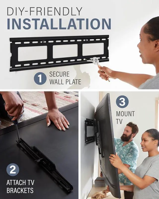 Alt view image 5 of 7 - Sanus Universal Low Profile Tilt TV Wall Mount for 37" - 80" LED, LCD & Plasma TVs, Eliminates Glare with 10º of Tilt & Post-Install Adjustments - 3 Step Install - Safety Certified - MLT14-B1