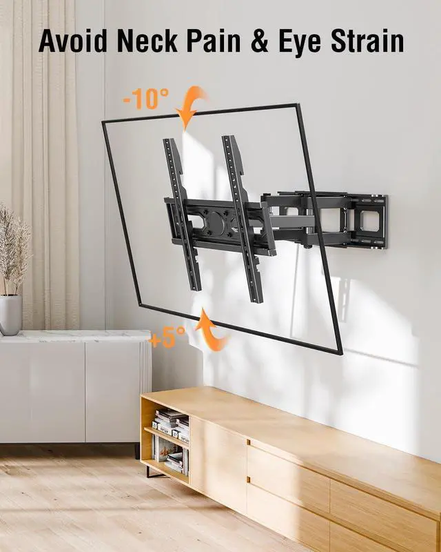 Alt view image 4 of 7 - EconoMe TV Wall Mount for Most 26-70 inch tvs, Full Motion TV Mount Swivel and Tilt, Wall Mount Bracket Max VESA 400x400mm, Holds up to 99 lbs, Fits 8 12 16" Wood Studs.
