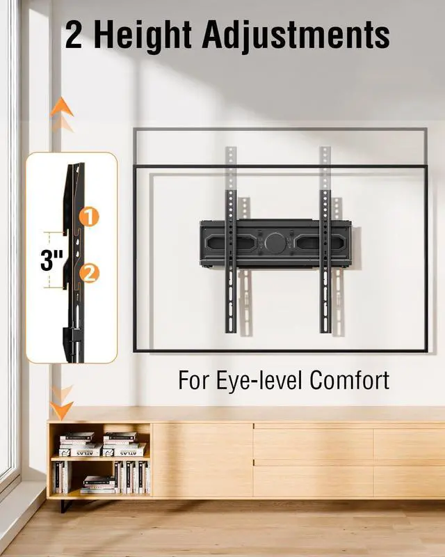 Alt view image 5 of 7 - EconoMe TV Wall Mount for Most 26-70 inch tvs, Full Motion TV Mount Swivel and Tilt, Wall Mount Bracket Max VESA 400x400mm, Holds up to 99 lbs, Fits 8 12 16" Wood Studs.
