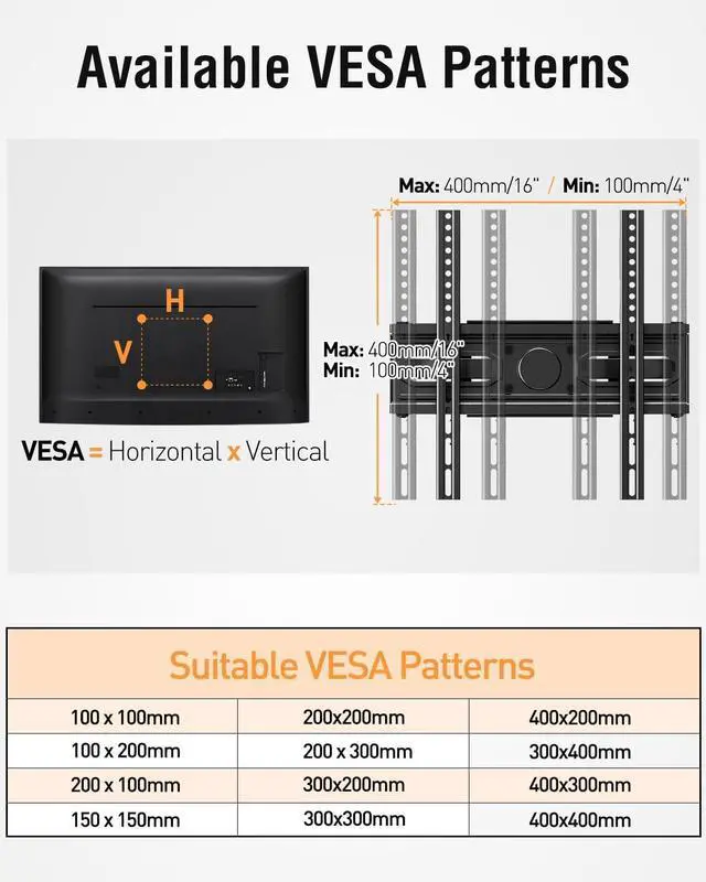 Alt view image 7 of 7 - EconoMe TV Wall Mount for Most 26-70 inch tvs, Full Motion TV Mount Swivel and Tilt, Wall Mount Bracket Max VESA 400x400mm, Holds up to 99 lbs, Fits 8 12 16" Wood Studs.