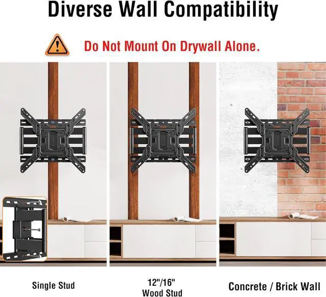 Alt view image 6 of 7 - Ultra Slim TV Wall Mount for Most 26-60 Inch tvs Low Profile TV Mount Full Moiton Wall Mount Bracket Swivel and Tilt Max VESA 400x400mm Holds up to 88 lbs. Fits 16 Wood Studs YD3033