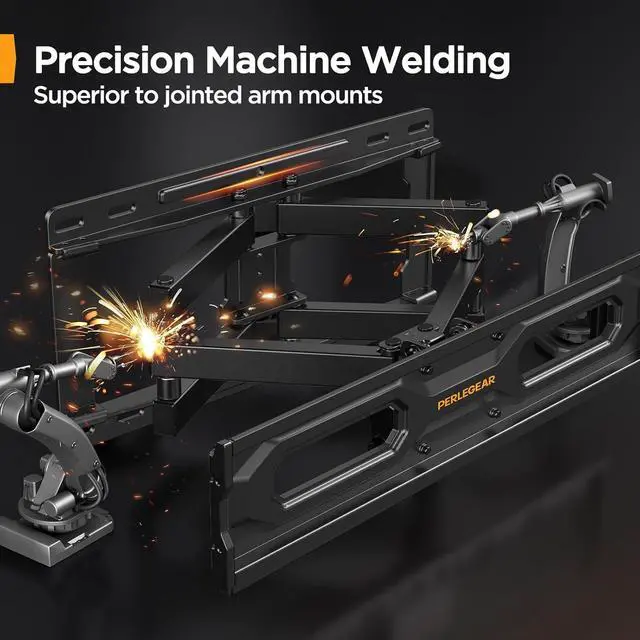 Alt view image 7 of 7 - Perlegear Full Motion TV Wall Mount for 26-65 inch TVs, TV Bracket Supports Swivel Articulating Level Extension Tilt Arms, Max VESA 400x400mm up to 99lbs, 16" Wood Studs, PGMFK4