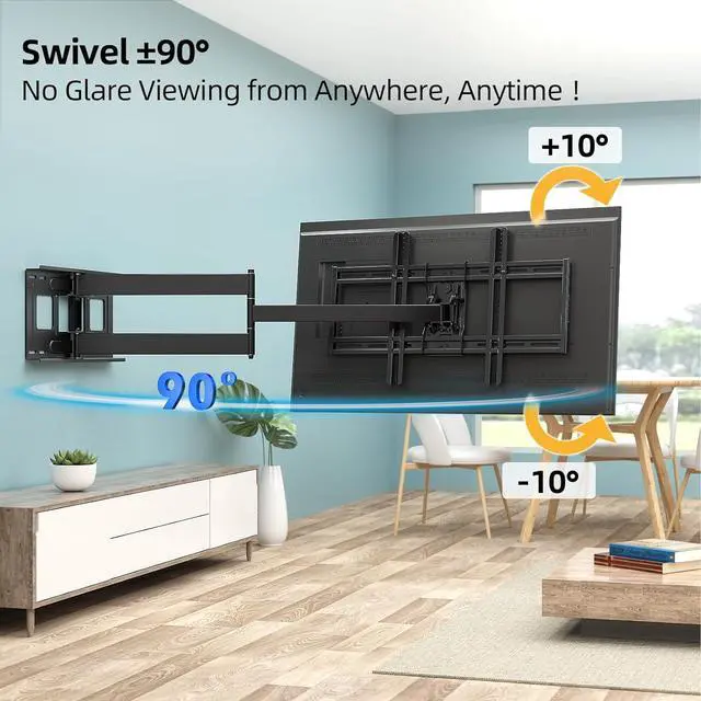 Alt view image 2 of 7 - Long Arm TV Wall Mount for 42-80 inch TVs, Full Motion with 43 inch Extension Articulating Arms, Swivel and Tilt TV Bracket, Holds up to 110 lbs, Max VESA 600x400mm