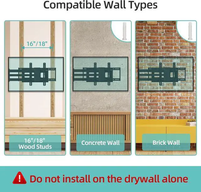 Alt view image 6 of 7 - Long Arm TV Wall Mount for 42-80 inch TVs, Full Motion with 43 inch Extension Articulating Arms, Swivel and Tilt TV Bracket, Holds up to 110 lbs, Max VESA 600x400mm
