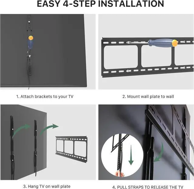 Alt view image 6 of 7 - Fixed TV Wall Mounts- Low Profile TV Bracket Mounts for Most 42-100" LED/LCD Flat Screen TVs, 0.63''Ultra Slim, Max.VESA 800X600, Up to 220lbs Capacity