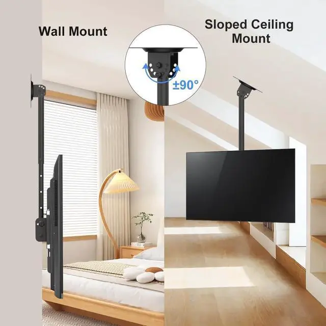 Alt view image 4 of 7 - Suptek Ceiling TV Mount Fits Most 26-65 inch LCD LED Plasma Panel Display with Max VESA 400x400mm Loaded up to 45kg/100lbs Height Adjustable MC4602