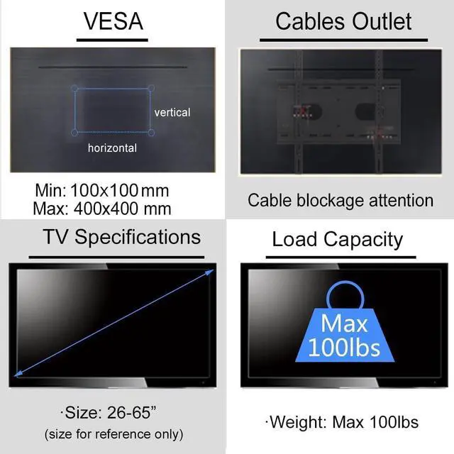 Alt view image 5 of 7 - Suptek Ceiling TV Mount Fits Most 26-65 inch LCD LED Plasma Panel Display with Max VESA 400x400mm Loaded up to 45kg/100lbs Height Adjustable MC4602