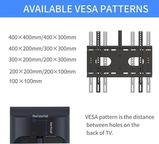 Alt view image 6 of 7 - Suptek Ceiling TV Mount Fits Most 26-65 inch LCD LED Plasma Panel Display with Max VESA 400x400mm Loaded up to 45kg/100lbs Height Adjustable MC4602