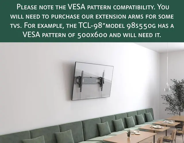 Alt view image 2 of 6 - ynVISION.DESIGN Advanced Tilt TV Wall Mount for Large TVs 50-98 Inches - Easy Tilt, Swivel, Pull Out up to 5.4in, and Service - Supports 165 lbs - Designed to hit 3 Studs - Max VESA 600x400mm