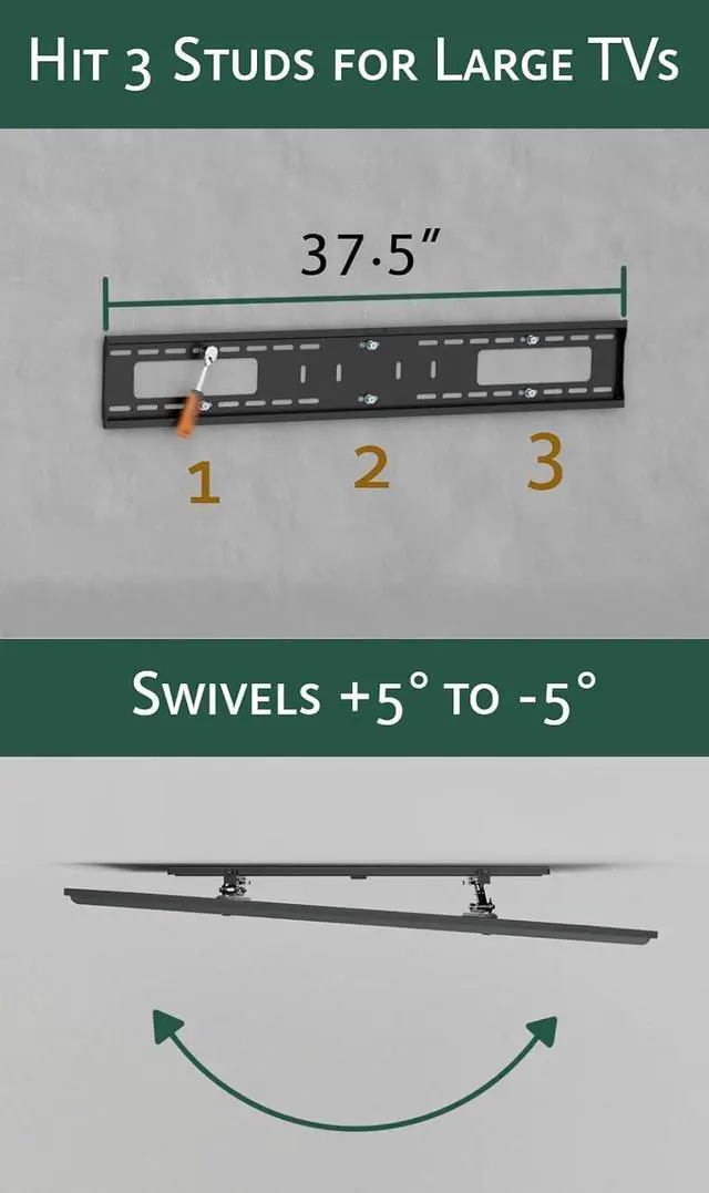 Alt view image 4 of 6 - ynVISION.DESIGN Advanced Tilt TV Wall Mount for Large TVs 50-98 Inches - Easy Tilt, Swivel, Pull Out up to 5.4in, and Service - Supports 165 lbs - Designed to hit 3 Studs - Max VESA 600x400mm