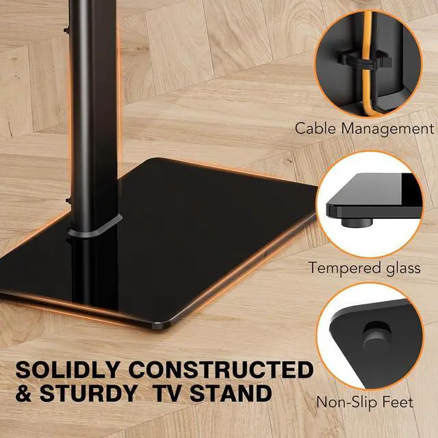 Alt view image 7 of 7 - Universal TV Stand Monitor with Mount 100 Degree Swivel Height Adjustable and Tilt Function for 19 to 43 inch LCD, LED OLED TVs,Space Saving Standing Bedroom Living Room Corner,Black
