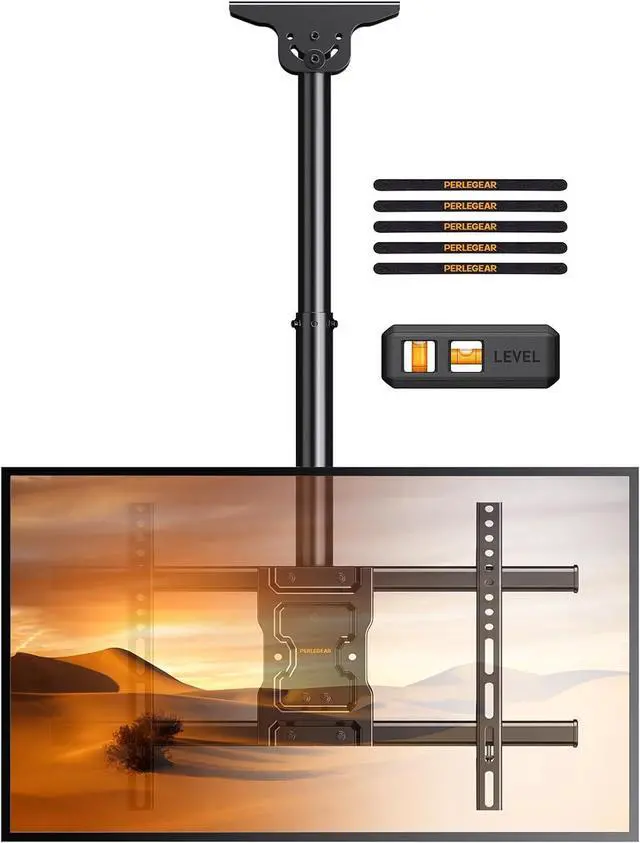 Main image of Perlegear Ceiling TV Mount, Hanging TV Mount for 37-75 inch Flat or Curved TVs up to 99 lbs, Full Motion TV Bracket with Swivel, Tilt, Max VESA 600x400mm, PGLCM1