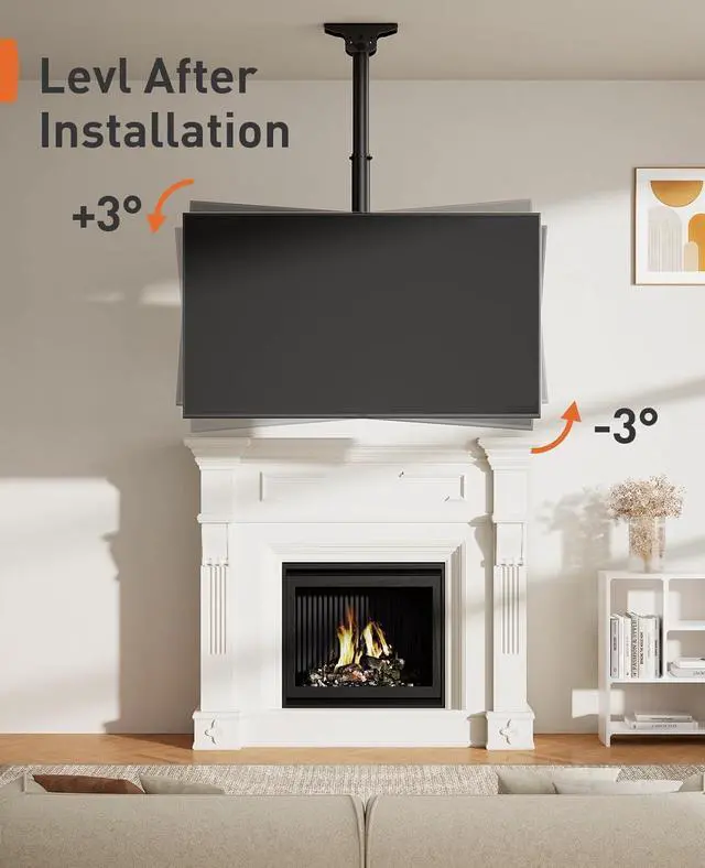 Alt view image 5 of 7 - Perlegear Ceiling TV Mount, Hanging TV Mount for 37-75 inch Flat or Curved TVs up to 99 lbs, Full Motion TV Bracket with Swivel, Tilt, Max VESA 600x400mm, PGLCM1