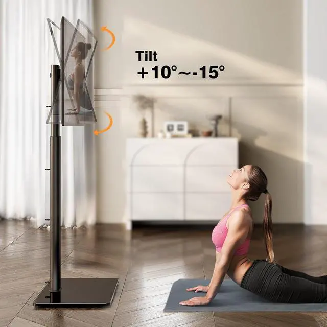 Alt view image 5 of 7 - Universal TV Stand Monitor with Mount 100 Degree Swivel Height Adjustable and Tilt Function for 19 to 43 inch LCD, LED OLED TVs,Space Saving Standing Bedroom Living Room Corner,Black