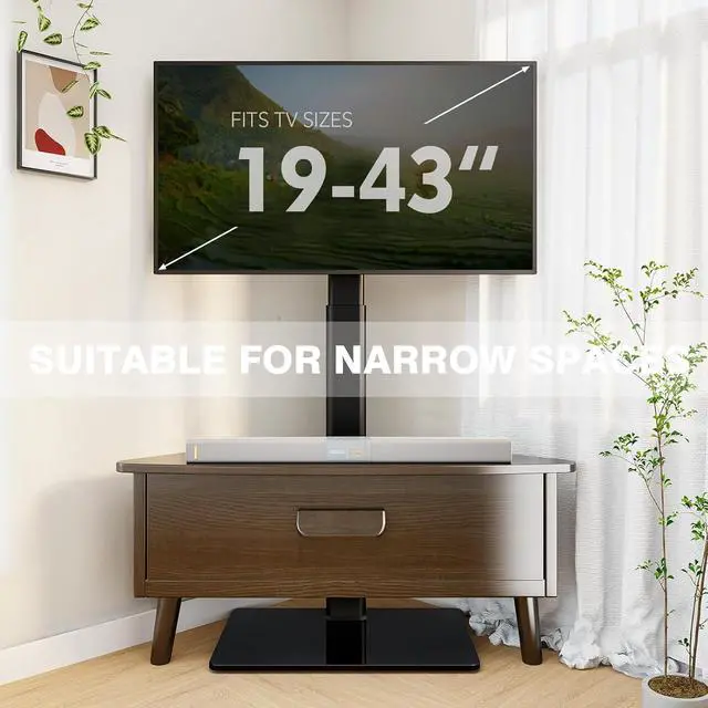 Alt view image 6 of 7 - Universal TV Stand Monitor with Mount 100 Degree Swivel Height Adjustable and Tilt Function for 19 to 43 inch LCD, LED OLED TVs,Space Saving Standing Bedroom Living Room Corner,Black