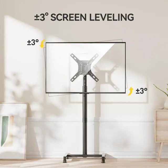 Alt view image 6 of 7 - AM alphamount TV Floor Stand for 13-50 inch Flat/Curved TVs up to 44 lbs, 8 Level Height Adjustable Monitor Floor TV Stand with VESA 200x200, Portable TV Mount Stand for Living Room, Bedroom, Office