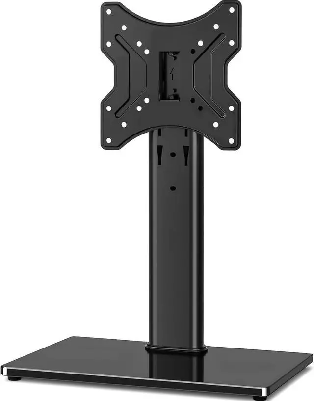 Main image of Universal Swivel Tabletop TV Stand for Flat Screens 23 24 26 32 39 40 42 43 Inch Heavy Duty Center Pedestal Stand Replacement with Black Tempered Glass Base and Height Adjustable Mount