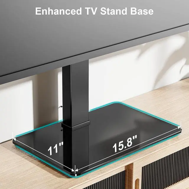 Alt view image 6 of 7 - Universal Swivel TV Stand Base Table Top TV Stand for 37 to 65 70 75 Inch LCD LED TVs Height Adjustable TV Mount Stand with Tempered Glass Base Holds up to 88lbs Max VESA 600x400mm