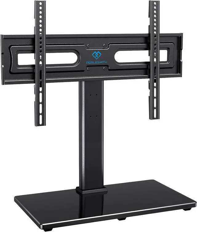 Main image of PERLESMITH Swivel Universal TV Stand Mount for 32-82 Inch LCD OLED Flat/Curved Screen TVs up to 99lbs-Height Adjustable Table Top TV Stand/Base with Tempered Glass Base&Wire Management,VESA 600x400mm