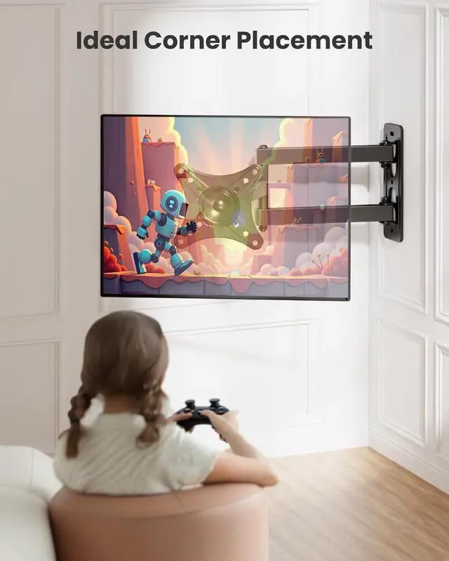 Alt view image 4 of 7 - Full Motion TV Monitor Wall Mount Bracket for Most 13-32 Inch LED LCD Flat Curved Screen, 360° Rotation Swivel Tilt ExtensionAdjustable Articulating Arms, Max VESA 100x100mm up to 33lbs
