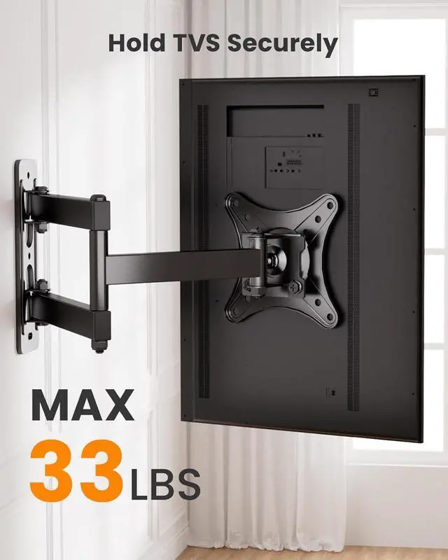 Alt view image 7 of 7 - Full Motion TV Monitor Wall Mount Bracket for Most 13-32 Inch LED LCD Flat Curved Screen, 360° Rotation Swivel Tilt ExtensionAdjustable Articulating Arms, Max VESA 100x100mm up to 33lbs