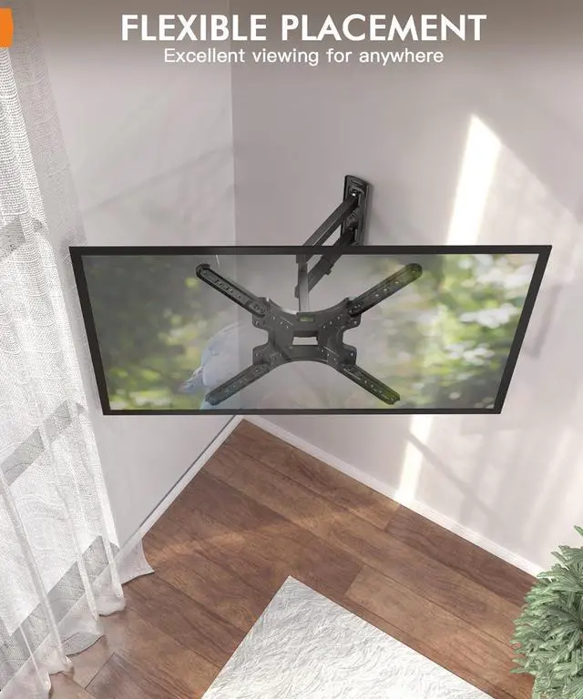 Alt view image 5 of 6 - Full Motion TV Wall Mount for Most 26-55 Inch TVs, Corner Wall Mount TV Bracket with Tilt Swivel and Articulating, Single Stud Center Design Fits Flat/Curved TVs, Max VESA 400x400mm Up to 77 lbs