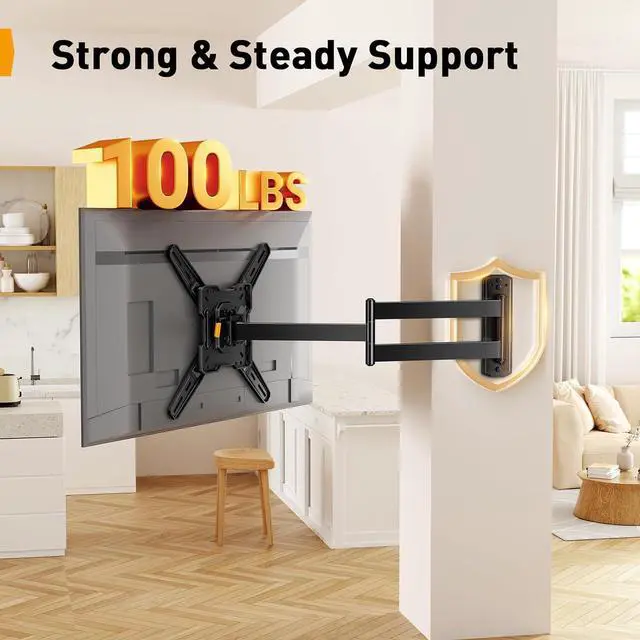 Alt view image 3 of 7 - Long Arm TV Wall Mount for 26-65 inch TVs up to 100 lbs Corner TV Mount Bracket with 31.65 Extension Swivel Tilt Articulating Arms Full Motion Wall Mount Max VESA 400x400mm PGMF25B