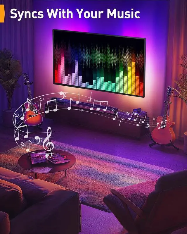 Alt view image 7 of 7 - Pre-Assembled TV Wall Mount with LED Lights for 26-65 inch TVs up to 99 lbs Max VESA 400x400mm Swivel Extension Tilt TV Backlights with Music Sync Fits 16/12 Wood Studs PGMF20