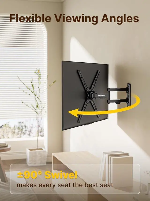 Alt view image 5 of 7 - monTEK Full Motion TV Wall Mount Bracket for Most 13-55 Inch LED LCD Flat Screen TVs & Monitors, Swivel Tilt Extension Rotation with Articulating Arms, TV Mount Max VESA 400x400mm, up to 55lbs