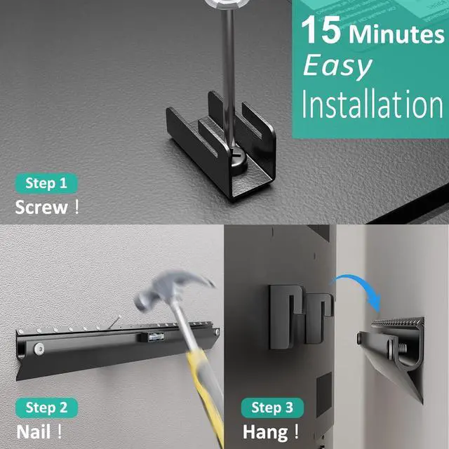 Alt view image 5 of 7 - Studless TV Wall Mount for 22-55 Inch TVs, Slim No Stud TV Mount, Drywall TVs Bracket, Holds Up to 100 lbs, Max VESA 400x400mm - No Drill Easy Installation with Bubble Level