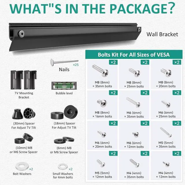 Alt view image 6 of 7 - Studless TV Wall Mount for 22-55 Inch TVs, Slim No Stud TV Mount, Drywall TVs Bracket, Holds Up to 100 lbs, Max VESA 400x400mm - No Drill Easy Installation with Bubble Level