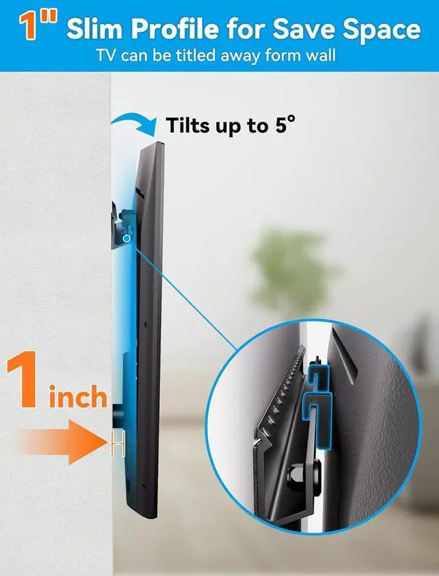Alt view image 5 of 7 - No Stud TV Wall Mount, No Drill Studless TV Hanger for 22-55 Inch TVs, NO Damage Wall Mount Ultra Slim TVs Bracket, Max VESA 400x400mm, Holds up to 100 lbs (Include All Hardware Levels)