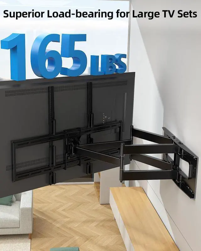 Alt view image 3 of 6 - Full Motion TV Wall Mount for 50-100 Inch TVs, 30.3 Inch Long Arm, VESA 800x600 Compatible, Swivel and Tilt, Fits 16-24 Inch Studs, 165 lbs Heavy-Duty Bracket
