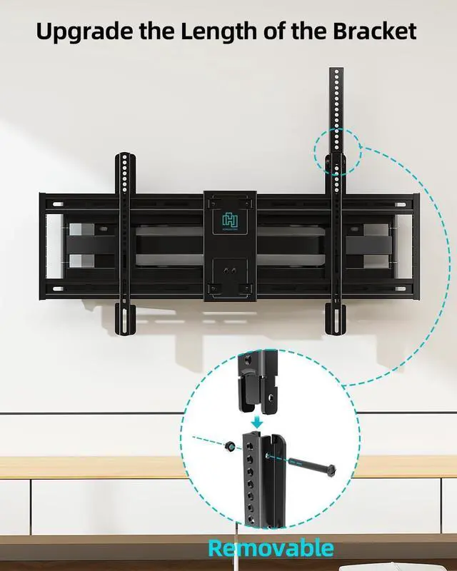 Alt view image 4 of 6 - Full Motion TV Wall Mount for 50-100 Inch TVs, 30.3 Inch Long Arm, VESA 800x600 Compatible, Swivel and Tilt, Fits 16-24 Inch Studs, 165 lbs Heavy-Duty Bracket