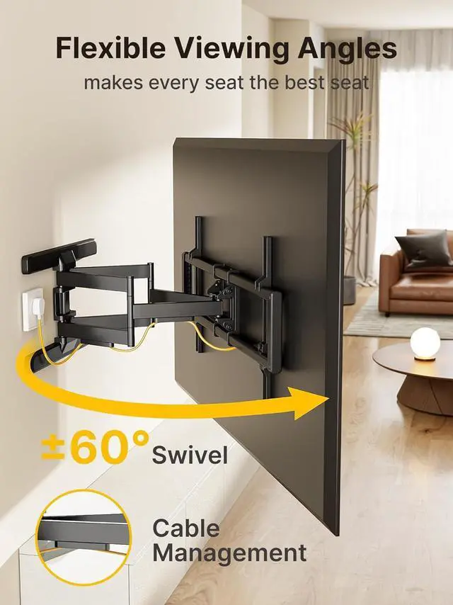 Alt view image 5 of 7 - monTEK Full Motion TV Wall Mount for 4395 Inch TVs, Pre-Assembled TV Mount with Tool-Free Tilt, Swivel, Extension, Max VESA 800 x 400mm and 132 lbs, 16/18 Wood Studs
