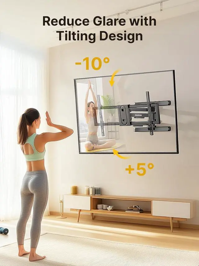 Alt view image 7 of 7 - monTEK Full Motion TV Wall Mount for 4395 Inch TVs, Pre-Assembled TV Mount with Tool-Free Tilt, Swivel, Extension, Max VESA 800 x 400mm and 132 lbs, 16/18 Wood Studs