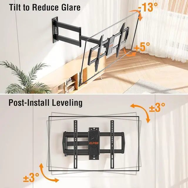Alt view image 4 of 7 - Long Arm TV Mount for Most 42-75 Inch TVs 32 Long Extension Arm Corner TV Wall Mount Articulating Wall Mount tv Bracket Swivel and Tilt Holds up to 99 lbs. Max VESA 600x400mm YD1036