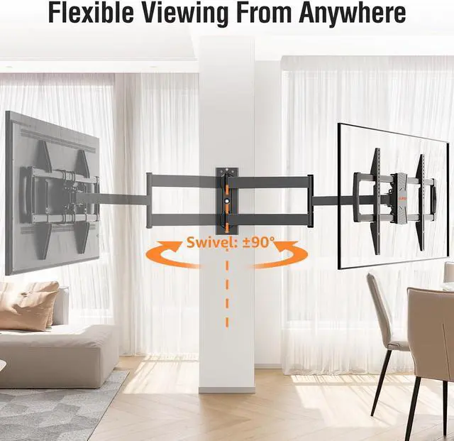 Alt view image 6 of 7 - Long Arm TV Mount for Most 42-75 Inch TVs 32 Long Extension Arm Corner TV Wall Mount Articulating Wall Mount tv Bracket Swivel and Tilt Holds up to 99 lbs. Max VESA 600x400mm YD1036