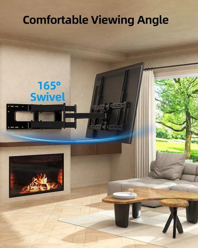 Alt view image 5 of 7 - HOME VISION Full Motion Long Arm TV Wall Mount Bracket, Fits 75, 80, 85, 86, 98, 100 inch Flat or Curved TVs Up to 800x600 VESA & 165LBS, TV Mount with Full Motion, Swivel, Tilt, Extension, Heavy Duty