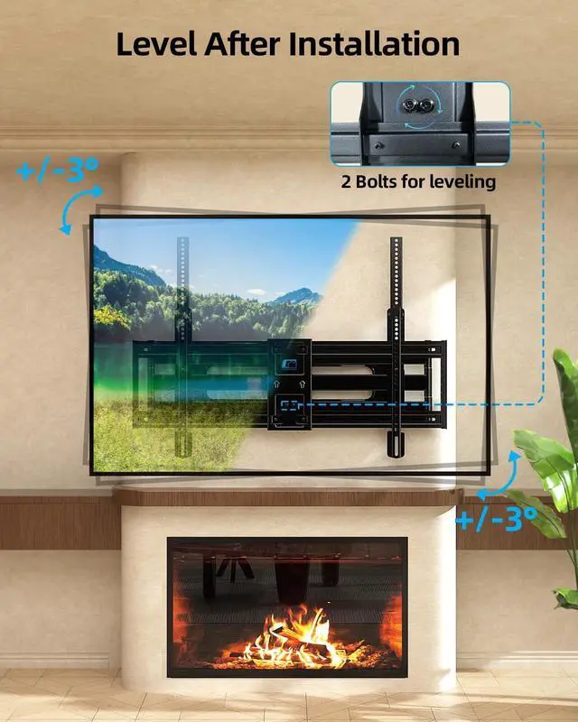 Alt view image 6 of 7 - HOME VISION Full Motion Long Arm TV Wall Mount Bracket, Fits 75, 80, 85, 86, 98, 100 inch Flat or Curved TVs Up to 800x600 VESA & 165LBS, TV Mount with Full Motion, Swivel, Tilt, Extension, Heavy Duty