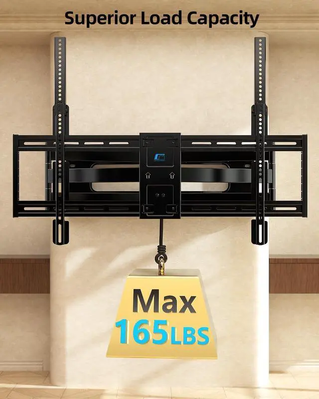 Alt view image 7 of 7 - HOME VISION Full Motion Long Arm TV Wall Mount Bracket, Fits 75, 80, 85, 86, 98, 100 inch Flat or Curved TVs Up to 800x600 VESA & 165LBS, TV Mount with Full Motion, Swivel, Tilt, Extension, Heavy Duty